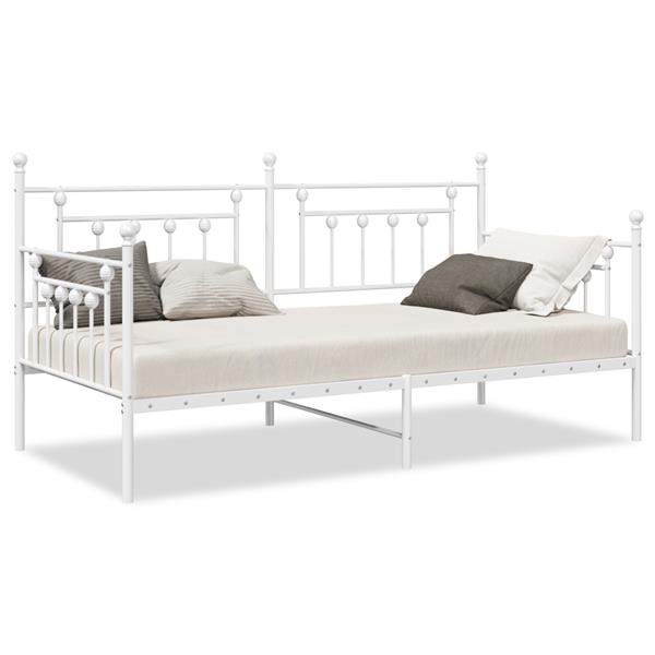Grote foto vidaxl bedframe voor een daybed met hoofdeinde wit 100 x 190 cm staal antiek en kunst stoelen en banken
