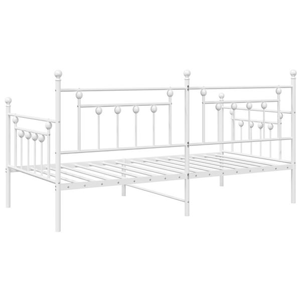 Grote foto vidaxl bedframe voor een daybed met hoofdeinde wit 100 x 190 cm staal antiek en kunst stoelen en banken