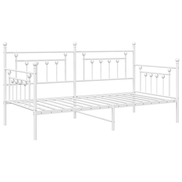 Grote foto vidaxl bedframe voor een daybed met hoofdeinde wit 90 x 190 cm staal antiek en kunst stoelen en banken