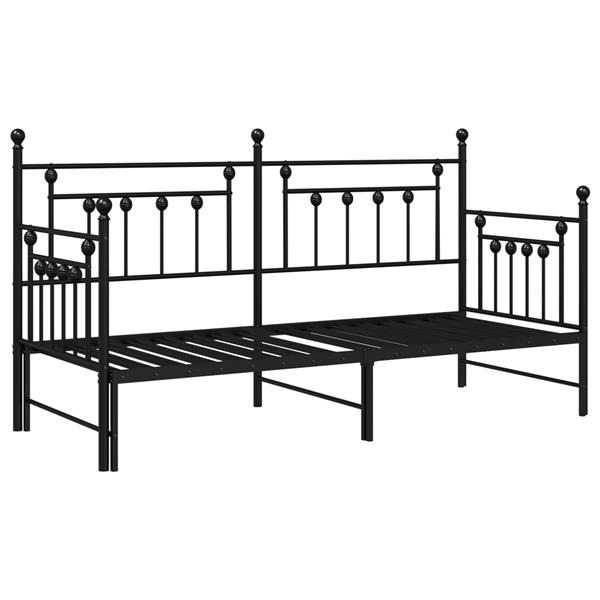 Grote foto vidaxl bedframe voor een daybed met hoofdeinde zwart 80 x 200 cm staal antiek en kunst stoelen en banken