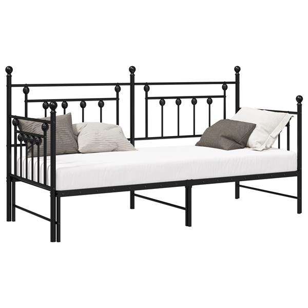Grote foto vidaxl bedframe voor een daybed met hoofdeinde zwart 80 x 200 cm staal antiek en kunst stoelen en banken