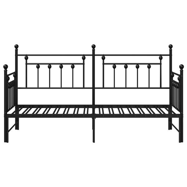 Grote foto vidaxl bedframe voor een daybed met hoofdeinde zwart 80 x 200 cm staal antiek en kunst stoelen en banken