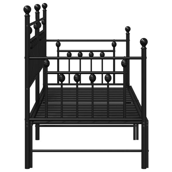Grote foto vidaxl bedframe voor een daybed met hoofdeinde zwart 80 x 200 cm staal antiek en kunst stoelen en banken