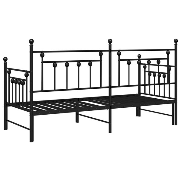 Grote foto vidaxl bedframe voor een daybed met hoofdeinde zwart 80 x 200 cm staal antiek en kunst stoelen en banken