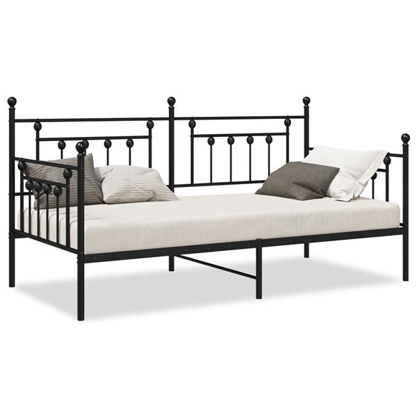 Grote foto vidaxl bedframe voor een daybed met hoofdeinde zwart 90 x 190 cm staal antiek en kunst stoelen en banken