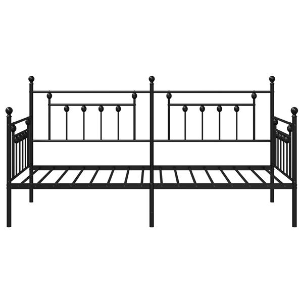 Grote foto vidaxl bedframe voor een daybed met hoofdeinde zwart 90 x 190 cm staal antiek en kunst stoelen en banken