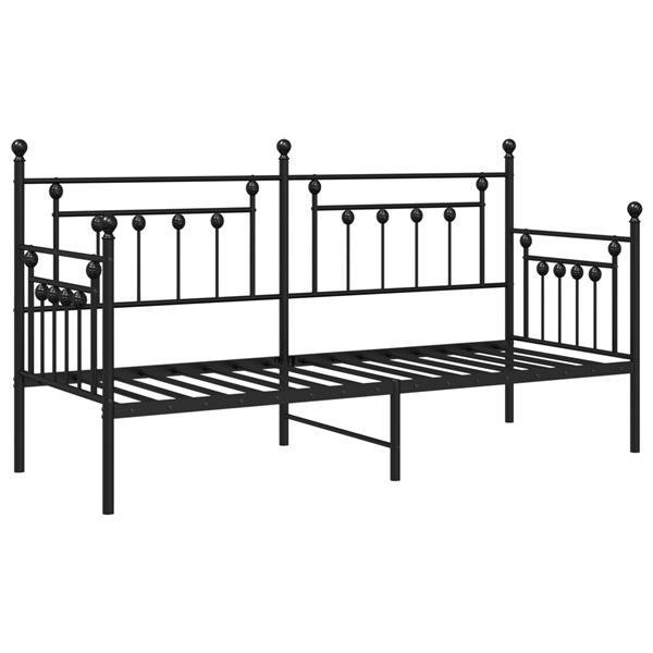 Grote foto vidaxl bedframe voor een daybed met hoofdeinde zwart 75 x 190 cm staal antiek en kunst stoelen en banken