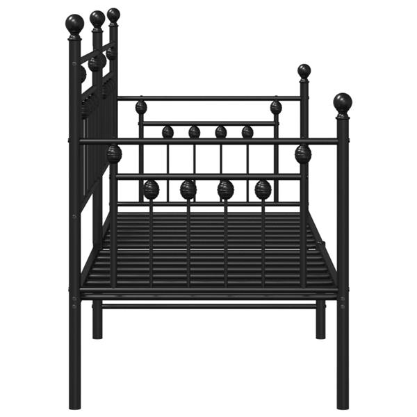 Grote foto vidaxl bedframe voor een daybed met hoofdeinde zwart 75 x 190 cm staal antiek en kunst stoelen en banken