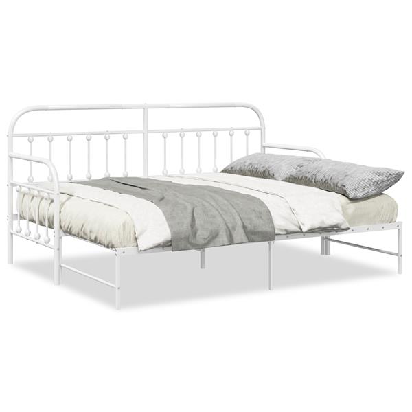 Grote foto vidaxl bedframe voor een daybed met hoofdeinde wit 80 x 200 cm staal antiek en kunst stoelen en banken