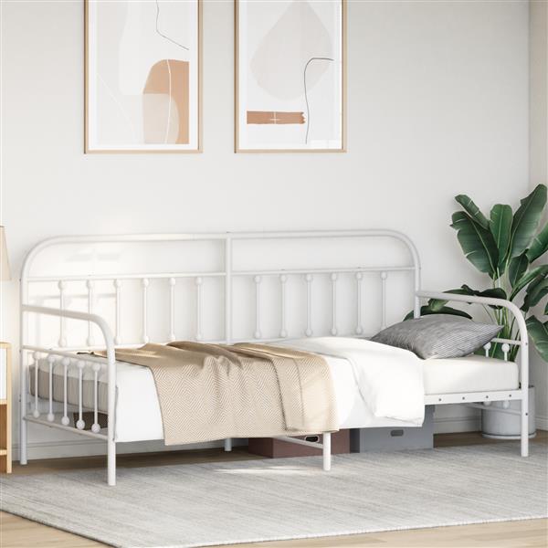 Grote foto vidaxl bedframe voor een daybed met hoofdeinde wit 90 x 200 cm staal antiek en kunst stoelen en banken