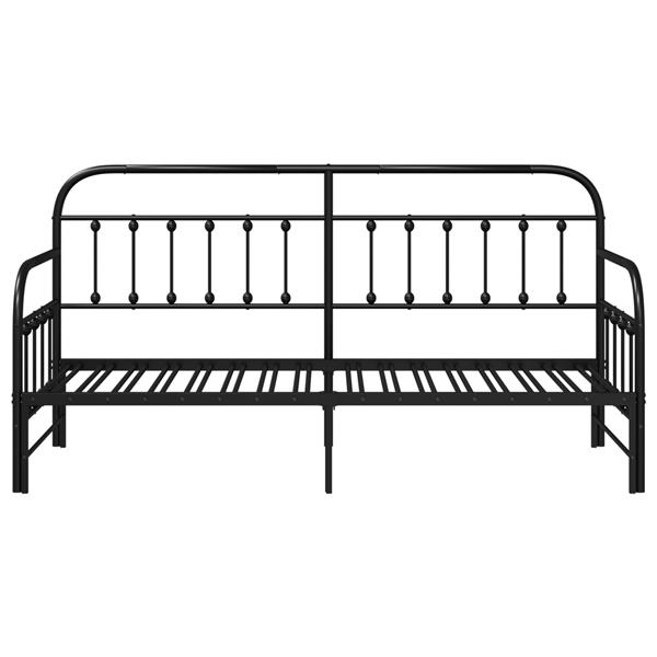 Grote foto vidaxl bedframe voor een daybed met hoofdeinde zwart 80 x 200 cm staal antiek en kunst stoelen en banken