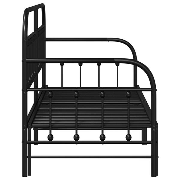 Grote foto vidaxl bedframe voor een daybed met hoofdeinde zwart 80 x 200 cm staal antiek en kunst stoelen en banken