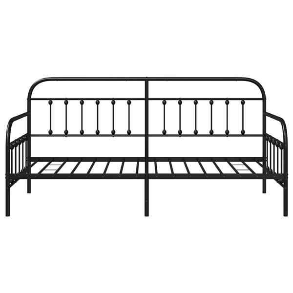 Grote foto vidaxl bedframe voor een daybed met hoofdeinde zwart 90 x 200 cm staal antiek en kunst stoelen en banken