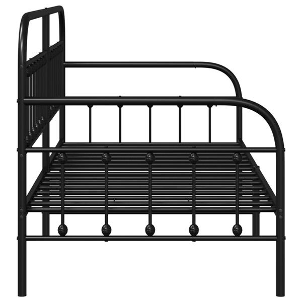 Grote foto vidaxl bedframe voor een daybed met hoofdeinde zwart 90 x 200 cm staal antiek en kunst stoelen en banken