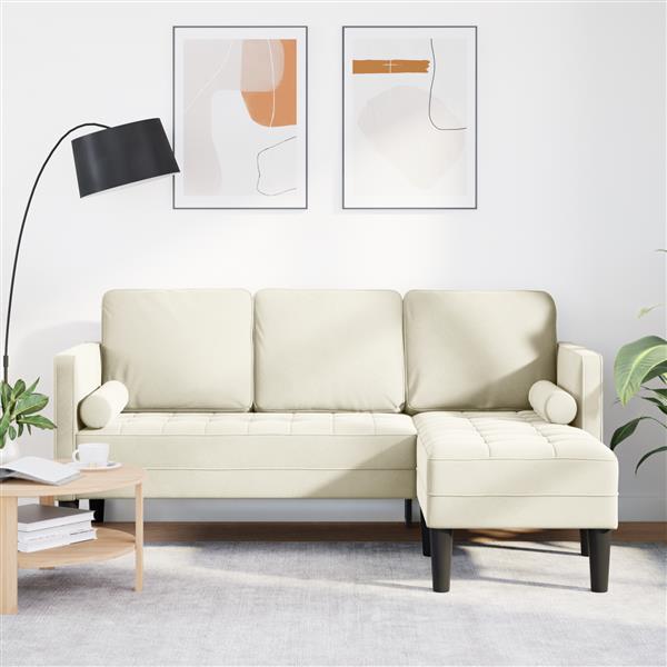 Grote foto vidaxl bankstel cr me 173 x 131 x 67 cm fluweel huis en inrichting bankstellen