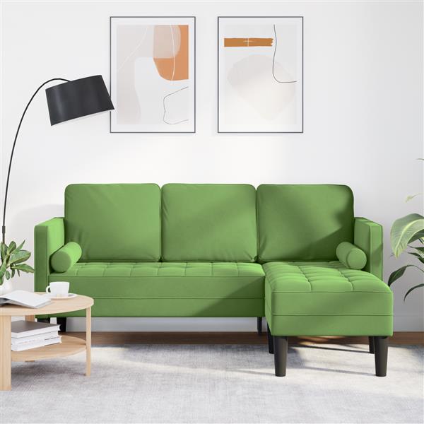 Grote foto vidaxl bankstel lichtgroen 173 x 131 x 67 cm fluweel huis en inrichting bankstellen
