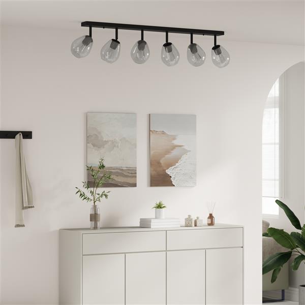 Grote foto vidaxl plafondspot zwart 110.5 x 13 x 26 cm glas en metaal huis en inrichting overige