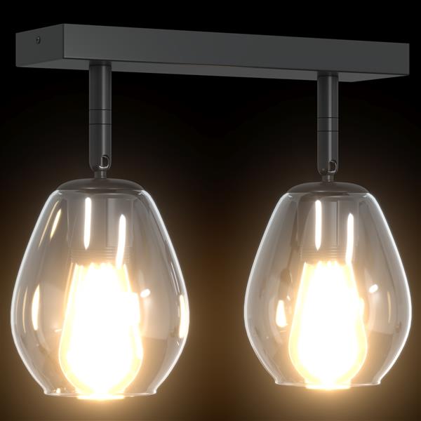 Grote foto vidaxl plafondspot zwart 33 x 13 x 26 cm glas en metaal huis en inrichting overige