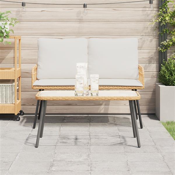 Grote foto vidaxl salontafel bruin en zwart 90 x 45 x 43 cm poly rattan en glas tuin en terras tuinmeubelen