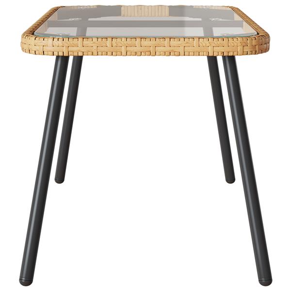 Grote foto vidaxl salontafel bruin en zwart 90 x 45 x 43 cm poly rattan en glas tuin en terras tuinmeubelen