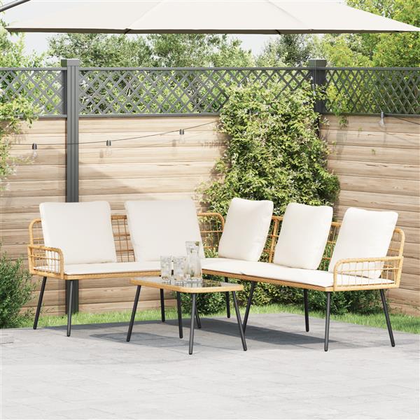 Grote foto vidaxl bank met kussen bruin 61.5 x 123 x 82cm metaal tuin en terras tuinmeubelen