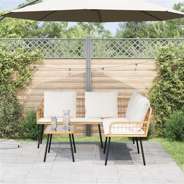 Grote foto vidaxl bank met kussen bruin 61.5 x 123 x 82cm metaal tuin en terras tuinmeubelen
