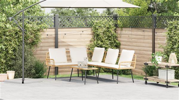 Grote foto vidaxl bank met kussen bruin 61.5 x 123 x 82cm metaal tuin en terras tuinmeubelen