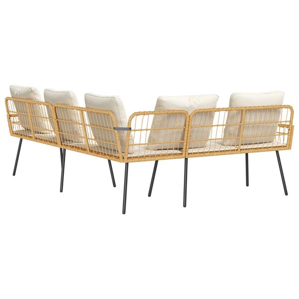 Grote foto vidaxl bank met kussen bruin 61.5 x 123 x 82cm metaal tuin en terras tuinmeubelen