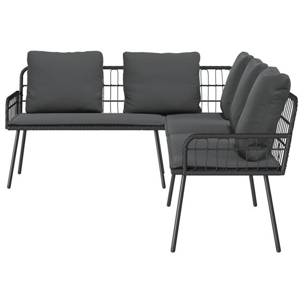 Grote foto vidaxl bank met kussen grijs 61.5 x 123 x 82cm metaal tuin en terras tuinmeubelen