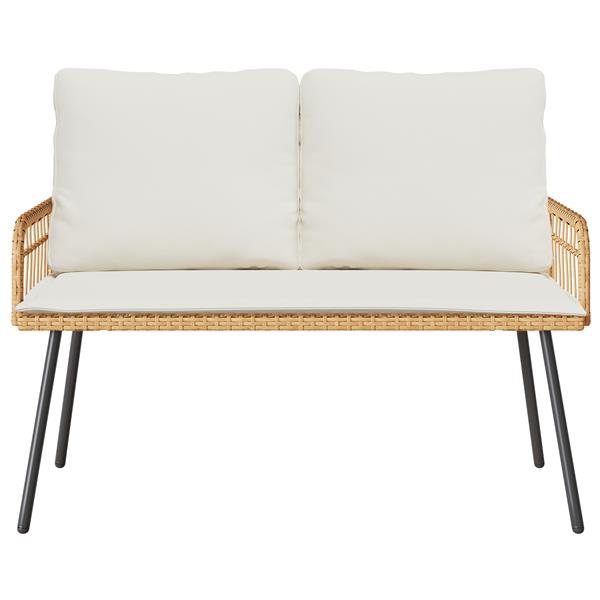 Grote foto vidaxl tuinbank met kussen bruin 114 x 64 x 78cm metaal tuin en terras tuinmeubelen