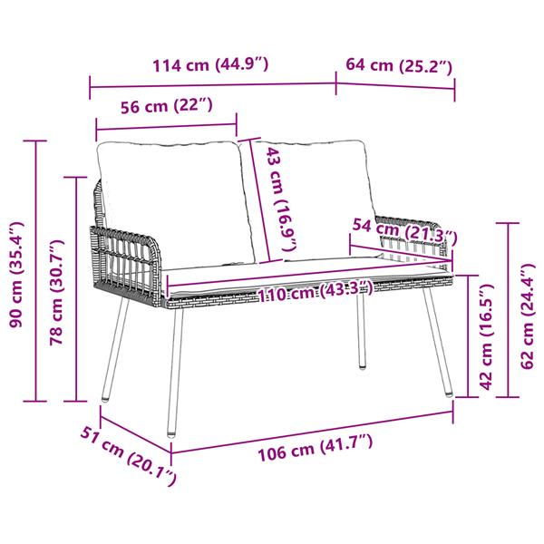 Grote foto vidaxl tuinbank met kussen grijs 114 x 64 x 78cm metaal tuin en terras tuinmeubelen