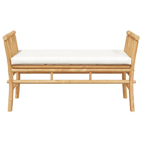 Grote foto vidaxl tuinbank met kussen bruin 110 x 38 x 65cm bamboe tuin en terras tuinmeubelen