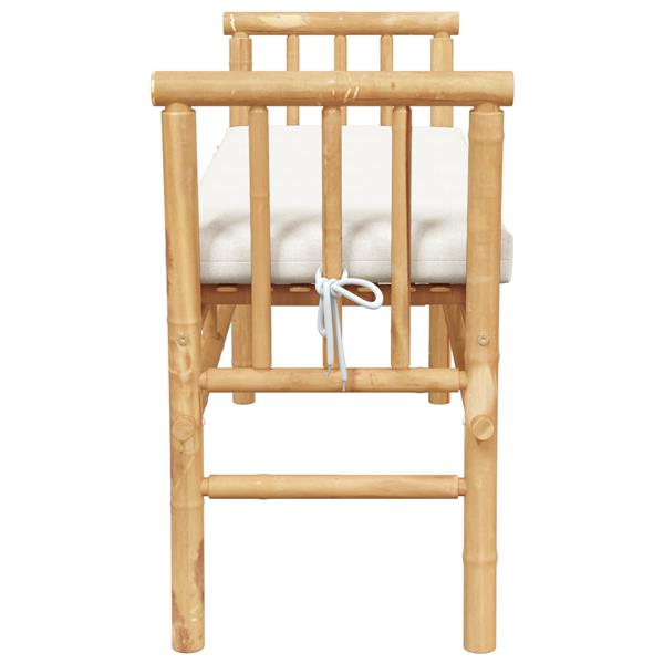 Grote foto vidaxl tuinbank met kussen bruin 110 x 38 x 65cm bamboe tuin en terras tuinmeubelen