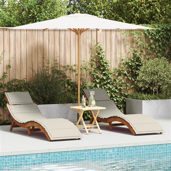 Grote foto vidaxl ligbed met kussen 2 pcs wit 184 x 55 x 64cm massief acaciahout tuin en terras tuinmeubelen