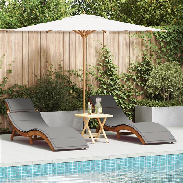 Grote foto vidaxl ligbed 2 persoon 2 pcs grijs 184 x 55 x 64cm massief acaciahout tuin en terras tuinmeubelen