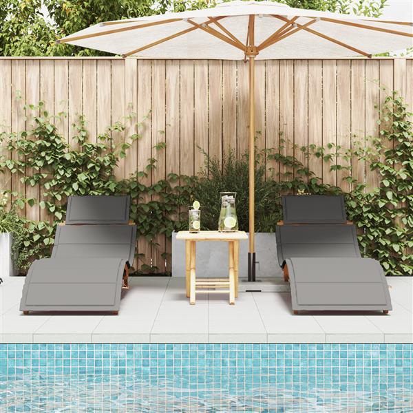 Grote foto vidaxl ligbed 2 persoon 2 pcs grijs 184 x 55 x 64cm massief acaciahout tuin en terras tuinmeubelen