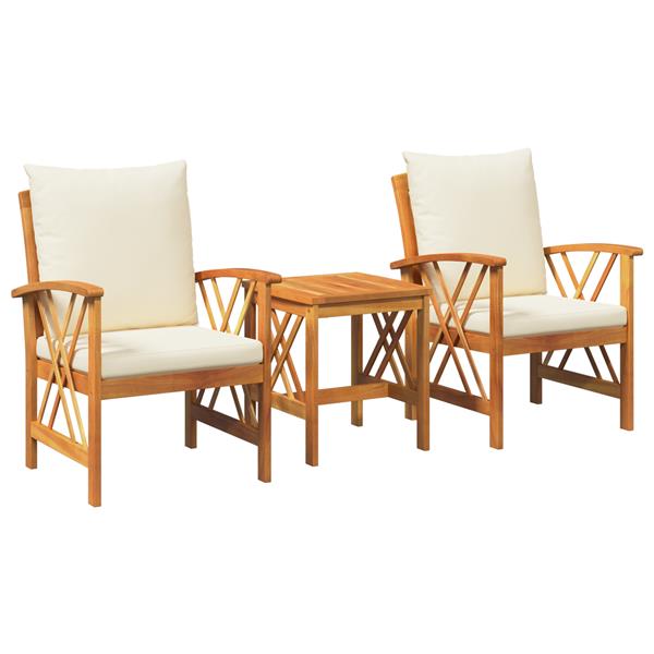 Grote foto vidaxl tuin sofa set met kussen 3 pcs bruin massief acaciahout tuin en terras tuinmeubelen