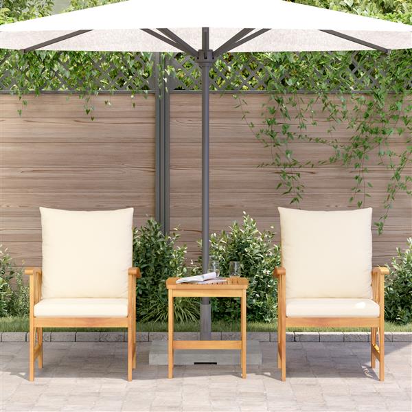 Grote foto vidaxl tuin sofa set met kussen 3 pcs bruin massief acaciahout tuin en terras tuinmeubelen