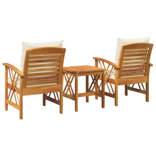 Grote foto vidaxl tuin sofa set met kussen 3 pcs bruin massief acaciahout tuin en terras tuinmeubelen