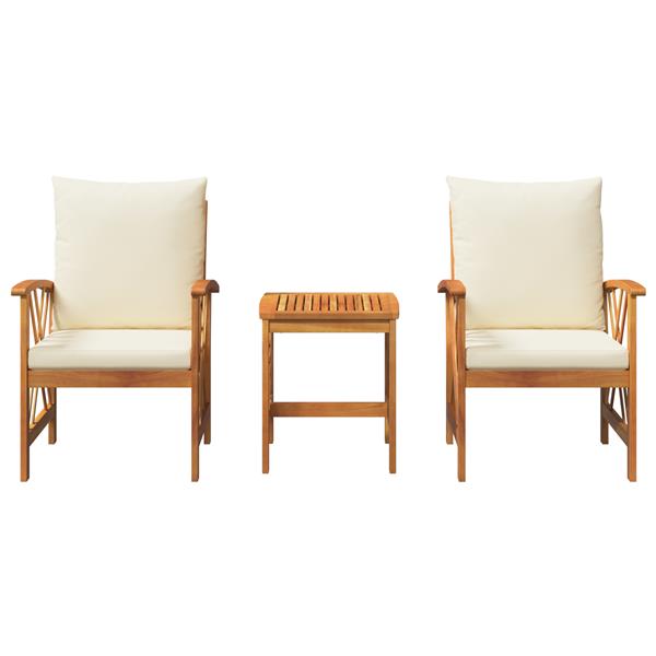 Grote foto vidaxl tuin sofa set met kussen 3 pcs bruin massief acaciahout tuin en terras tuinmeubelen