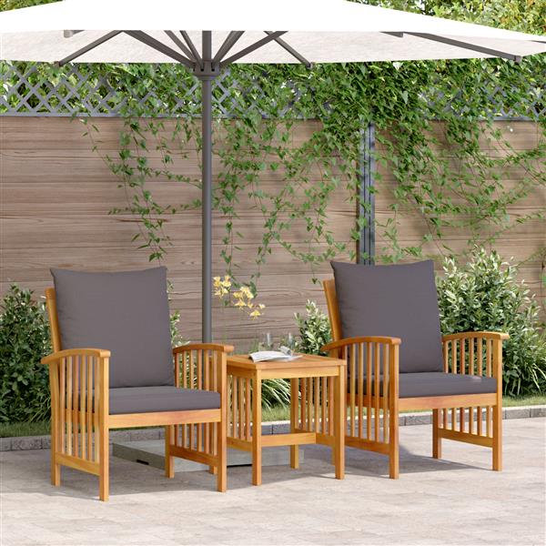 Grote foto vidaxl tuin sofa set met kussen 3 pcs bruin massief acaciahout tuin en terras tuinmeubelen
