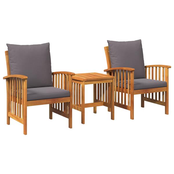 Grote foto vidaxl tuin sofa set met kussen 3 pcs bruin massief acaciahout tuin en terras tuinmeubelen