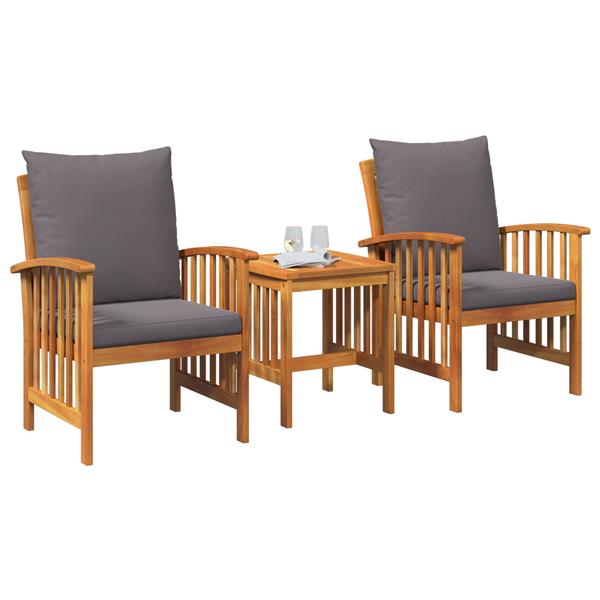 Grote foto vidaxl tuin sofa set met kussen 3 pcs bruin massief acaciahout tuin en terras tuinmeubelen