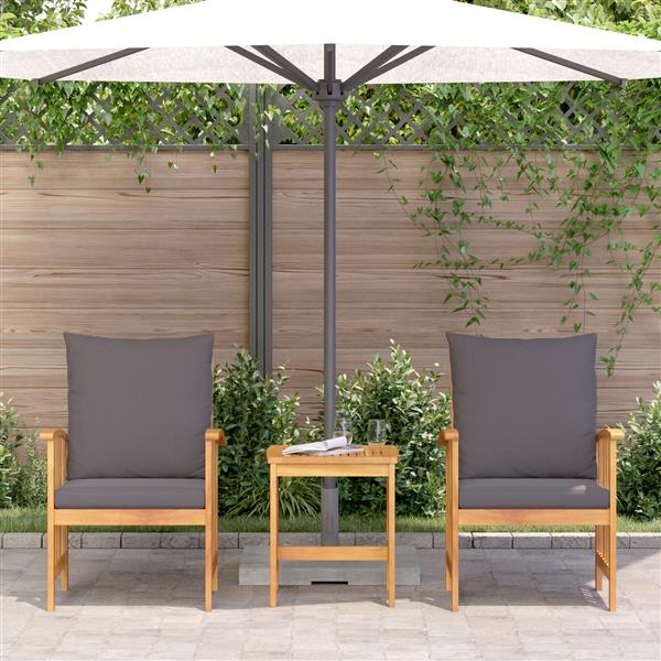 Grote foto vidaxl tuin sofa set met kussen 3 pcs bruin massief acaciahout tuin en terras tuinmeubelen