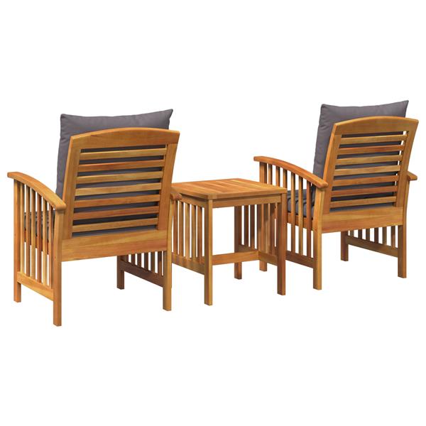 Grote foto vidaxl tuin sofa set met kussen 3 pcs bruin massief acaciahout tuin en terras tuinmeubelen