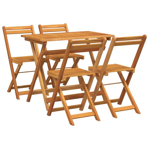 Grote foto vidaxl bistroset 5 pcs bruin massief acaciahout tuin en terras tuinmeubelen