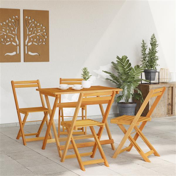 Grote foto vidaxl bistroset 5 pcs bruin massief acaciahout tuin en terras tuinmeubelen
