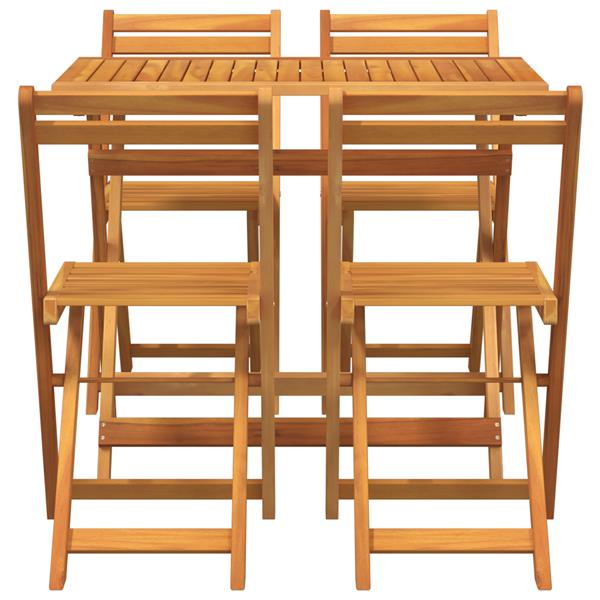 Grote foto vidaxl bistroset 5 pcs bruin massief acaciahout tuin en terras tuinmeubelen