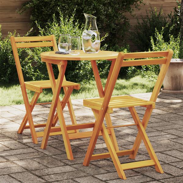 Grote foto vidaxl tuin bistro set met kussen 3 pcs bruin massief acaciahout tuin en terras tuinmeubelen