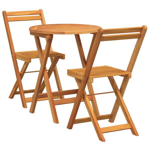Grote foto vidaxl tuin bistro set met kussen 3 pcs bruin massief acaciahout tuin en terras tuinmeubelen